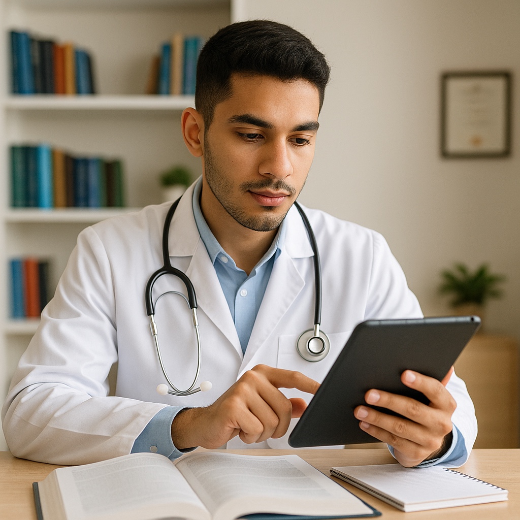 Medical student studying